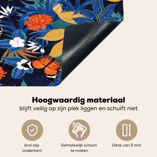 Zomer - Vlinder - Marineblauw - Blauw Inductie beschemer met haakjes klein 777 -ky-onderkant-nl