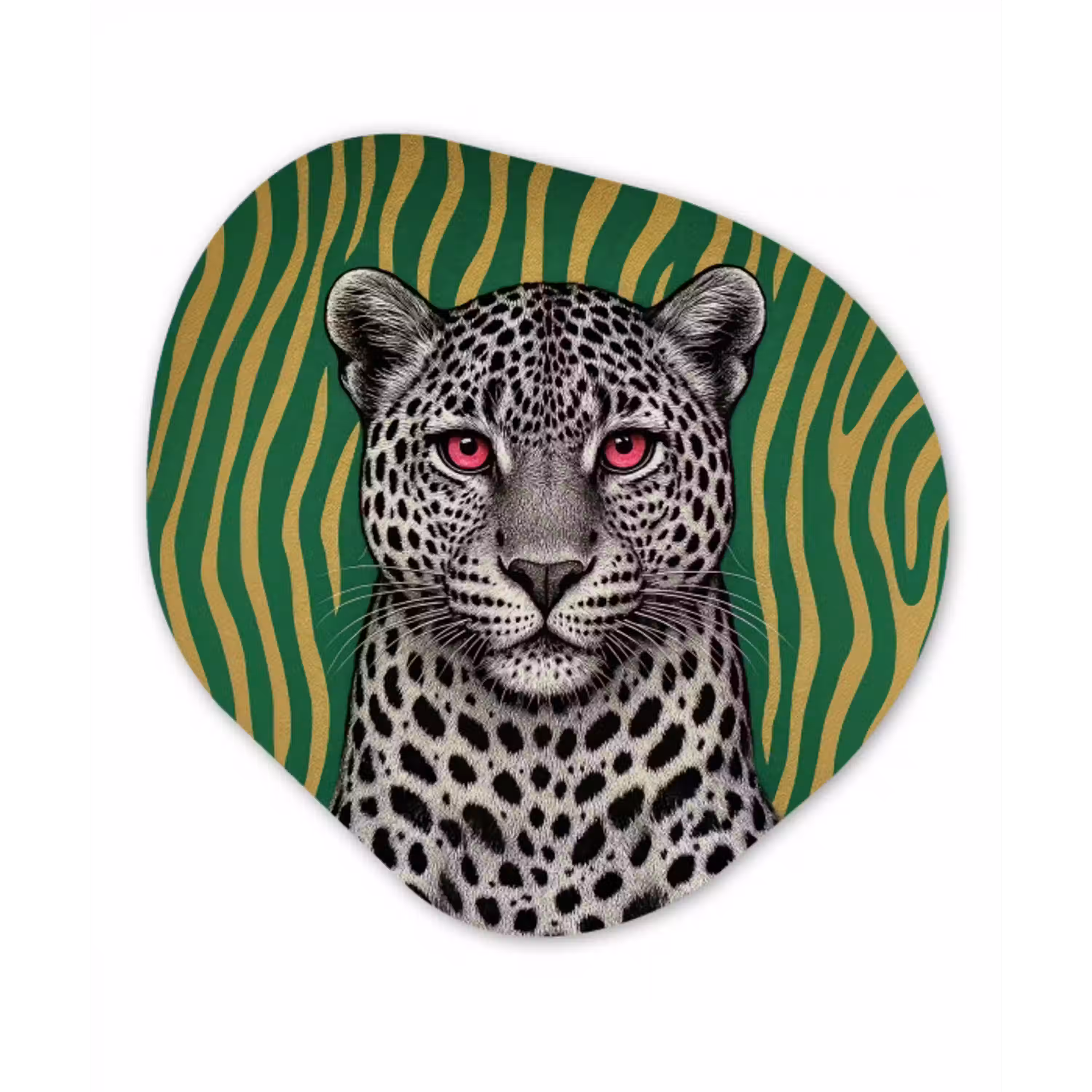 Panter - Zebrapatroon - Groen Wandcirkel Organisch Aluminium middel -3d