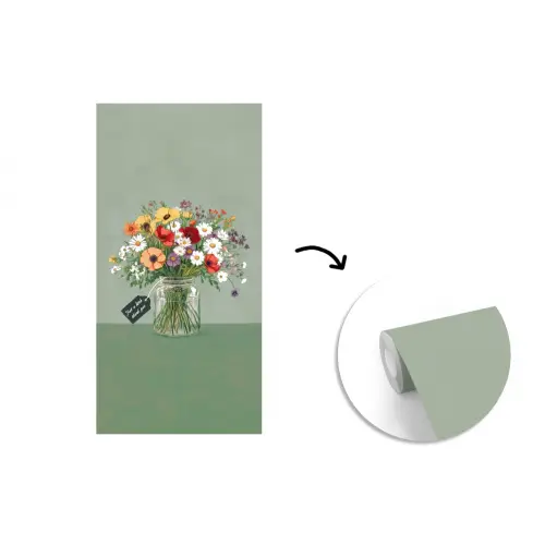 Bloemen - Vaas - Kaartje fotobehang vinyl groot -3d