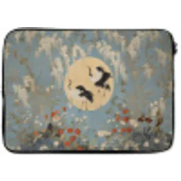 Kraanvogels - Maan - Bloemen - Blauw laptophoes neopreen klein -zkaufland3dotto