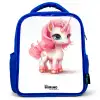 Eenhoorn met roze manen Kinderrugzak - Blauw middel -3d