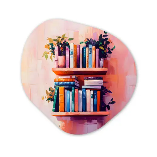 Planken - Boeken - Bladeren Wandcirkel Organisch Plexiglas middel -3d