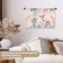 Kolibrie - Vliegen - Natuur - Illustratie - Kleurrijk Wandkleed katoen klein -tsfeer1_DE
