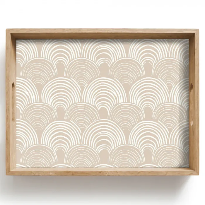 Golven - Structuur - Beige Dienblad Rechthoek middel 911 -z3d_shopping