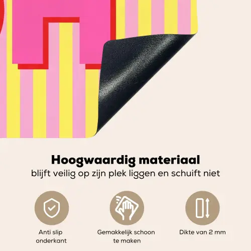 Tekst - Strepen - Roze Inductie beschemer met haakjes klein -ky-onderkant-nl