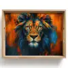 Schilderij - Leeuwenkop - Oranje Dienblad Rechthoek middel -z3d_shopping