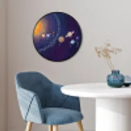 Planetenstelsel - Ruimte - Illustratie Fotolijst rond zonder passe partout klein -sfeer2