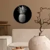 Ananas - Gedetailleerd - Bladeren Wandcirkel kunststof plaat 5mm dik klein -sfeer1