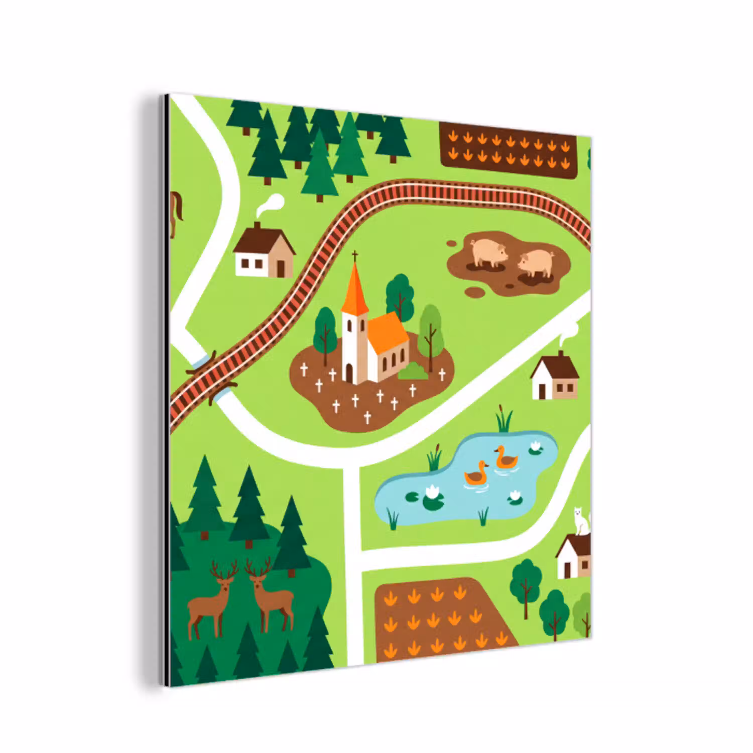Platteland - Dieren - Illustratie aluminium wit klein -3d