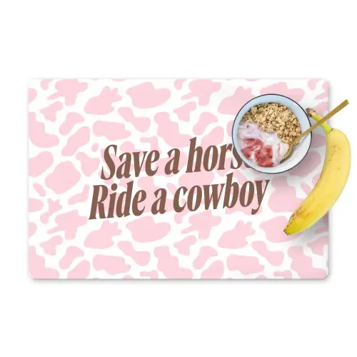 Koeienprint - Roze - Cowboy - Horse Placemat vinyl groot -zzzproduct_Kitchenyeah-website