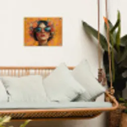 Vrouw - Bloemen - Aesthetic - Oranje tuinposter los doek klein -sfeer7