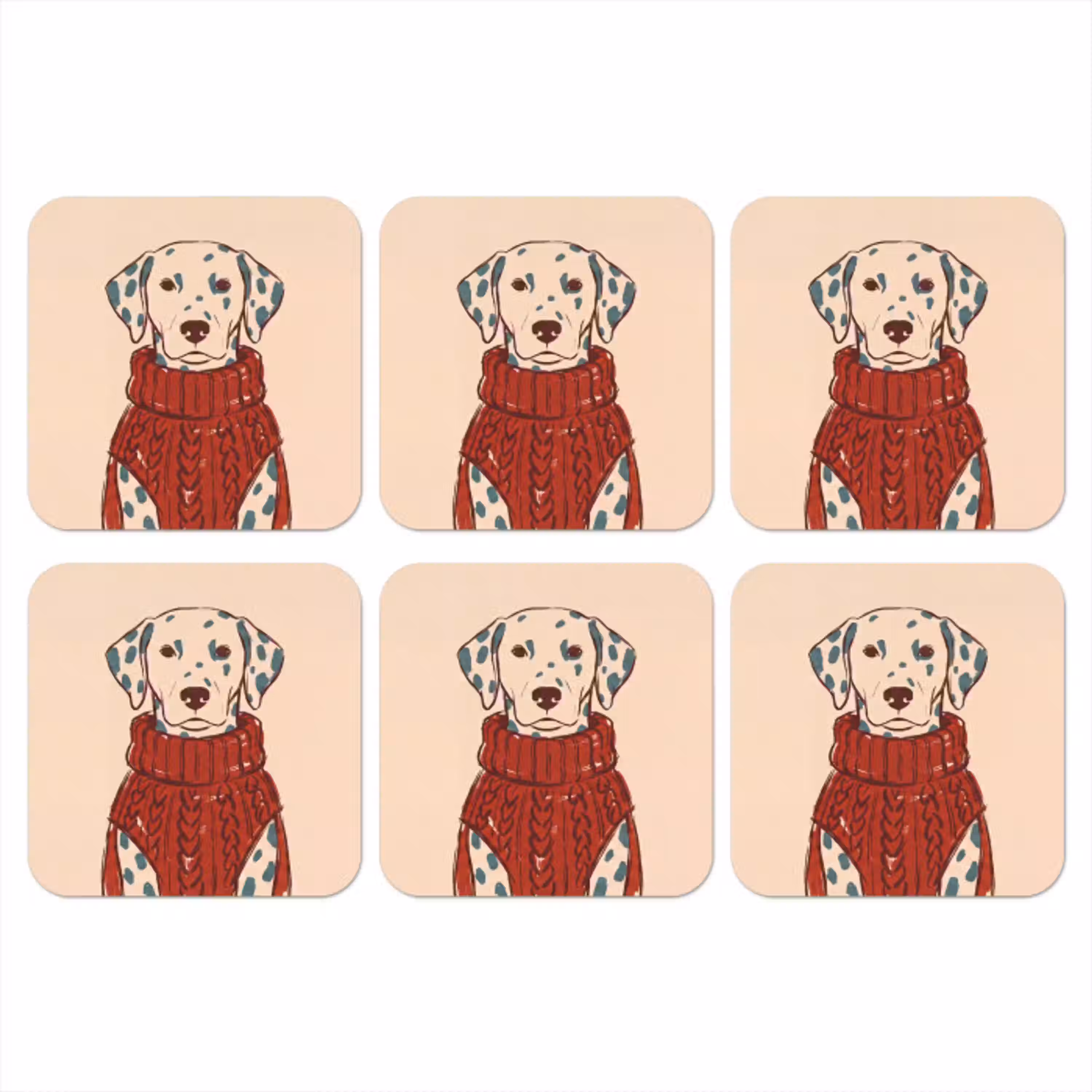 Hond - Trui - Winter - Dieren - Rood onderzetter kurk middel -3d