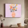Vaas - Gestreept - Bloemen - Oranje Textielframe zwart klein -sfeer3