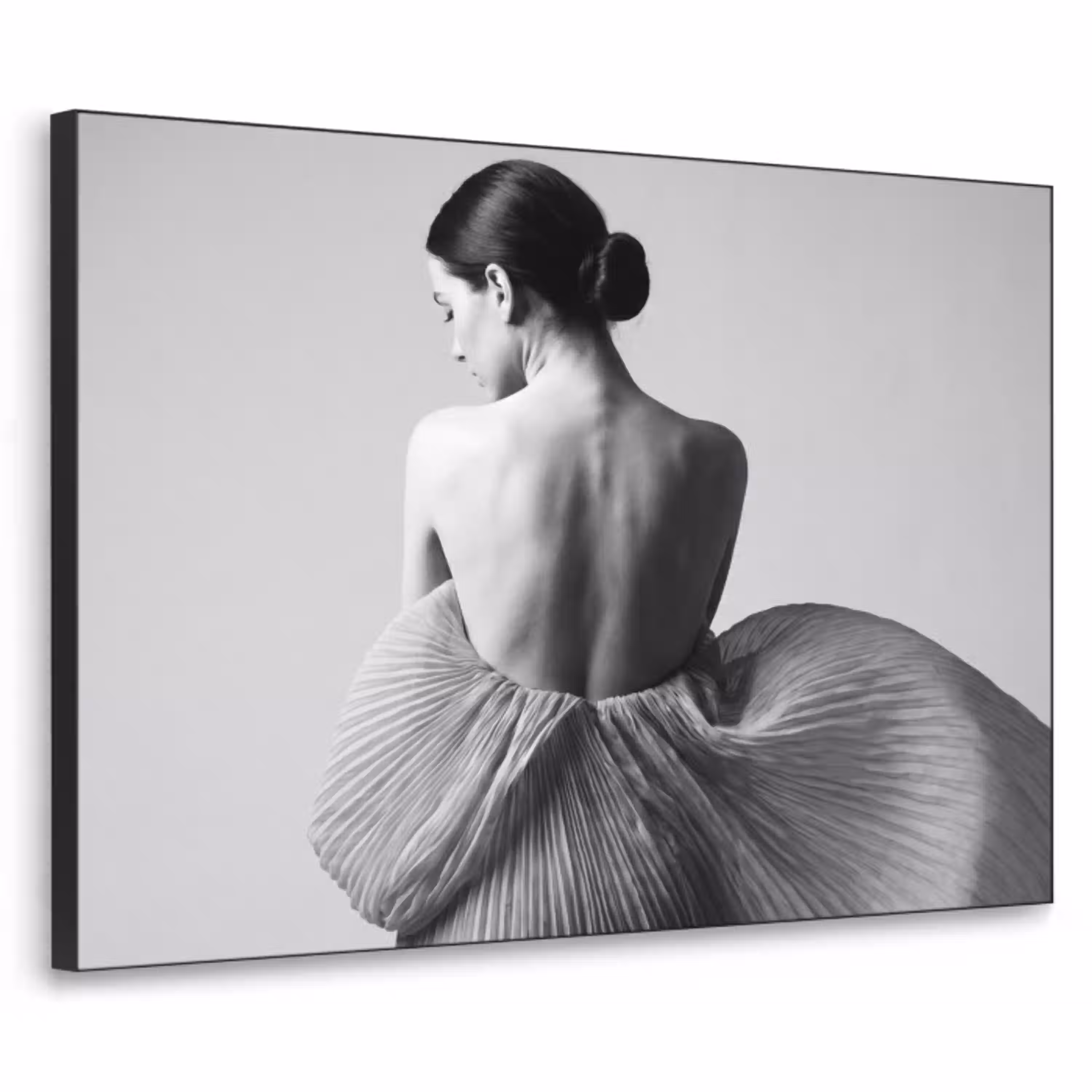 Vrouw - Rug - Textuur - Zwart - Wit - Elegant Textielframe zwart klein -3d