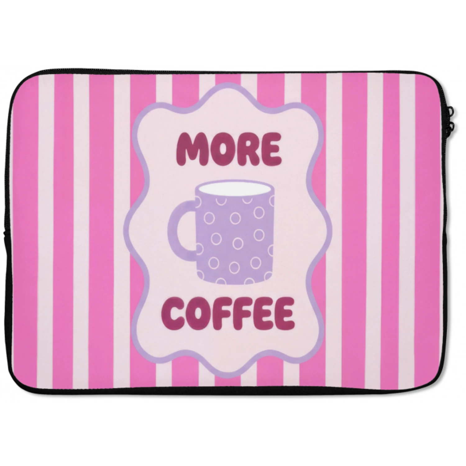 More coffee - Roze - Paars - Strepen - Mok laptophoes neopreen klein -zkaufland3dotto