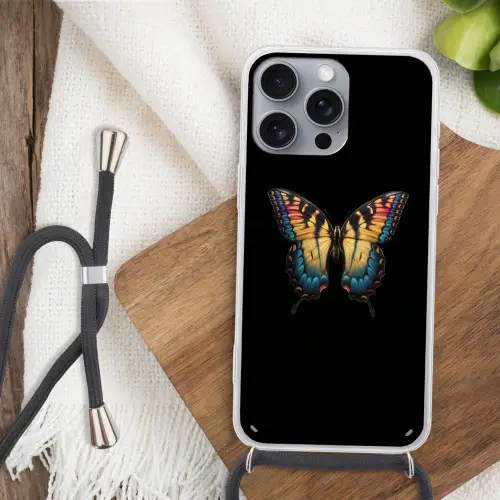 Vlinder - Kleurrijk - Speels Hoesje iPhone 16 Pro Max met koord klein -sfeer4