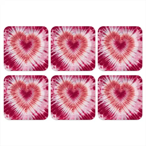 Hartvorm - Roze - Tie dye onderzetter kurk middel -3d