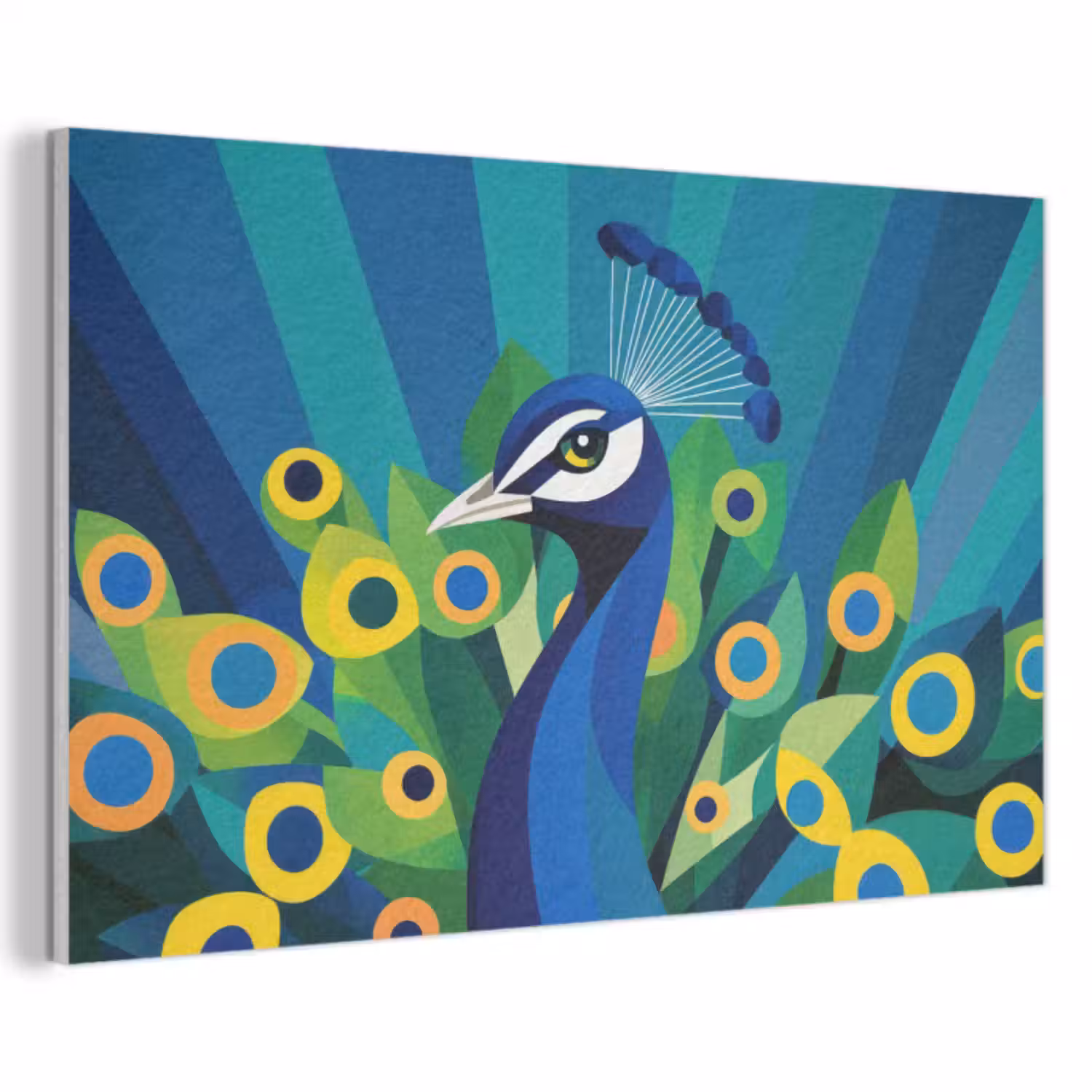 Akoestisch schilderij - Pauw - Cirkels - Blauw