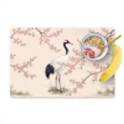 Aziatisch - Kraanvogel - Beige Placemat vinyl groot -zzzproduct_Kitchenyeah-website