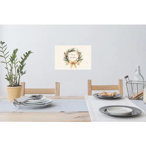 Kerstkrans - Kerst - Goud - Beige Muursticker klein -eettafel