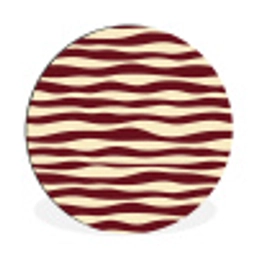 Golven - Rood - Patroon - Crème Wandcirkel aluminium klein 190 -3d