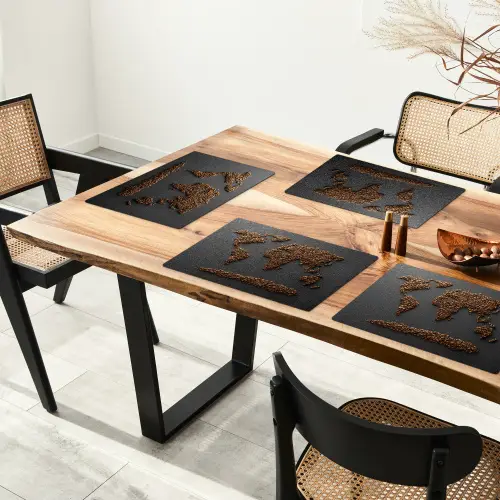 Wereldkaart - Koffie - Grijs Placemat vinyl groot -zzsfeer4_Kitchenyeah-website