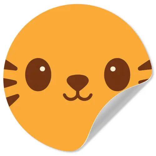 Kat - Simplistisch - Oranje - Vrolijk Wandcirkel behangsticker klein -3d