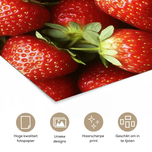 Aardbei - Fruit - Rood poster papier klein -closeup_NL
