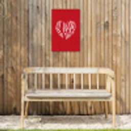 Rood - Hart- Tekst - Valentijn Tuinposter op houten frame 2 cm dik klein -sfeer4