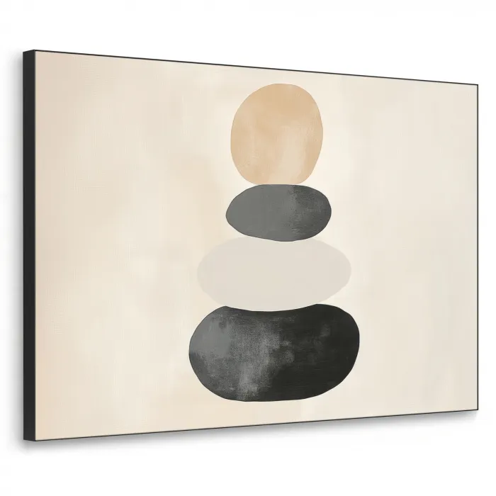 Japandi - Wabi sabi - Beige Textielframe zwart klein -3d
