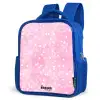Roze glitter hartjes Kinderrugzak - Blauw middel -schuin