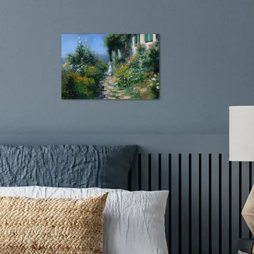 Kat - Vrouw - Bloemen - Huis poster papier klein -sfeer2