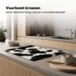 Bont - Textuur - Zwart - Wit Inductie beschermer vinyl 3mm klein -sfeer1