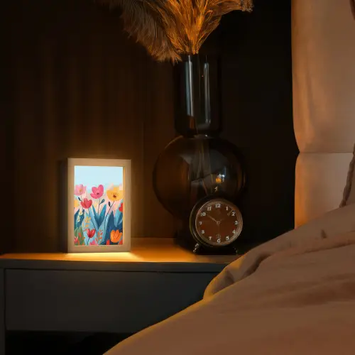 Illustratie - Bloemen - Kleurrijk Light Box met kabel (Tafellamp) klein -sfeer1