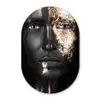 Vrouw - Bladgoud - Zwart - Goud - Luxe Wandcirkel Ovaal Forex klein -3d
