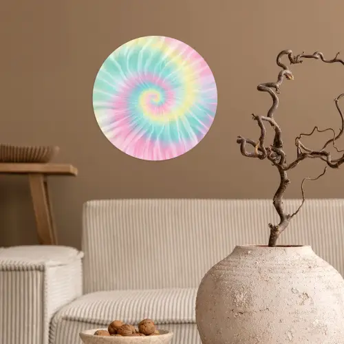 Pasteltinten - Tie dye - Roze Wandcirkel behangsticker klein -sfeer1