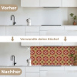 Bloemen - Retro - Groen keuken achterwand 2 middel 871 -voor-na_DE