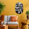 Schilderij - Figuren - Zwart - Abstract Wandcirkel Ovaal Forex klein -sfeer4