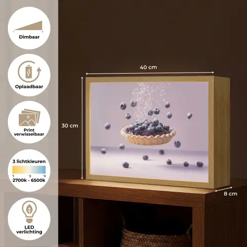 Eten - Taart - Bessen - Blauw Light Box met batterij (Wandlamp) middel -USP_websiteoverzichtNL
