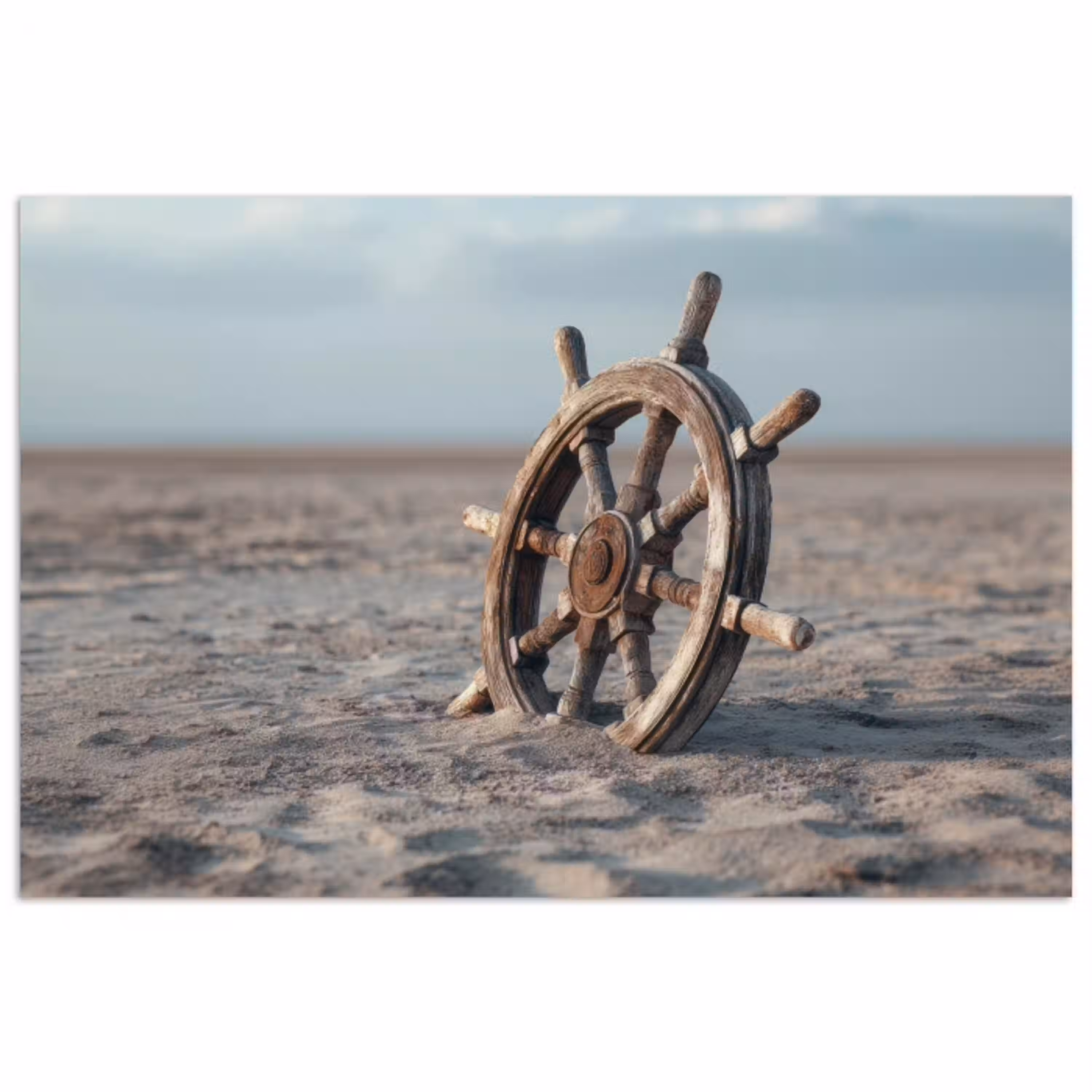 Scheepsstuur - Hout - Bruin - Zand poster papier klein -3d