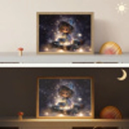Meisje - Toveren - Sterren - Paars Light Box met batterij (Wandlamp kind) middel -sfeer3_kind