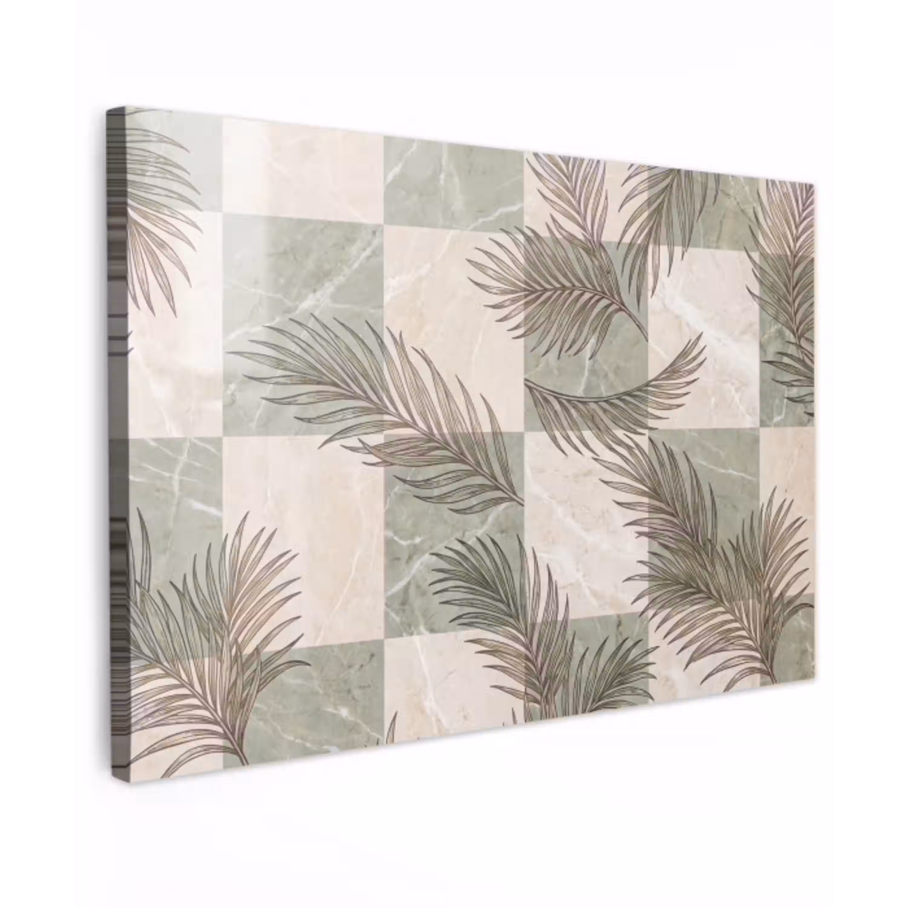 Planten - Bladeren - Marmer - Modern - Groen canvas 2cm klein -z3d