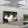 Rotsen - Zee - Boom - Groen keuken achterwand spatscherm klein -3d_schuin
