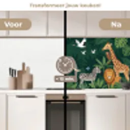 Tropisch - Jungle -  Groen keuken achterwand 2 middel -voor-na2_NL