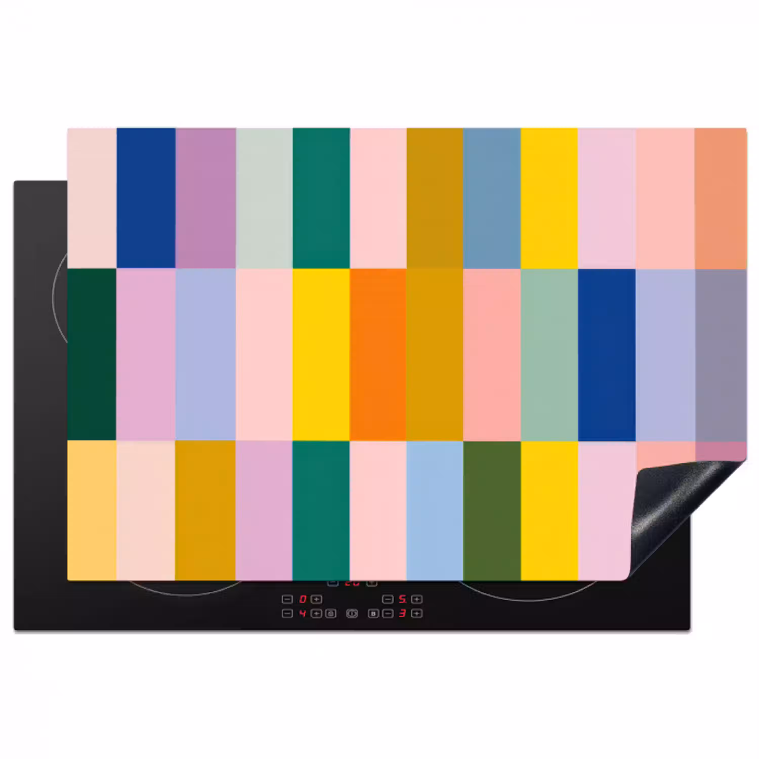Stroken - Blauw - Patroon - Abstract Inductie beschermer vinyl 3mm klein -3d