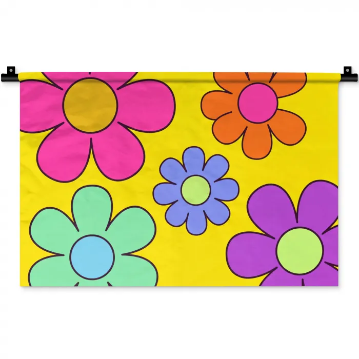 Bloemen - Illustratie - Kleurrijk Wandkleed katoen klein -zz3d