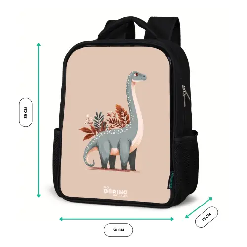 Blauwe dinosaurus op een beige achtergrond Rugzak - Zwart middel -productfoto_formaten