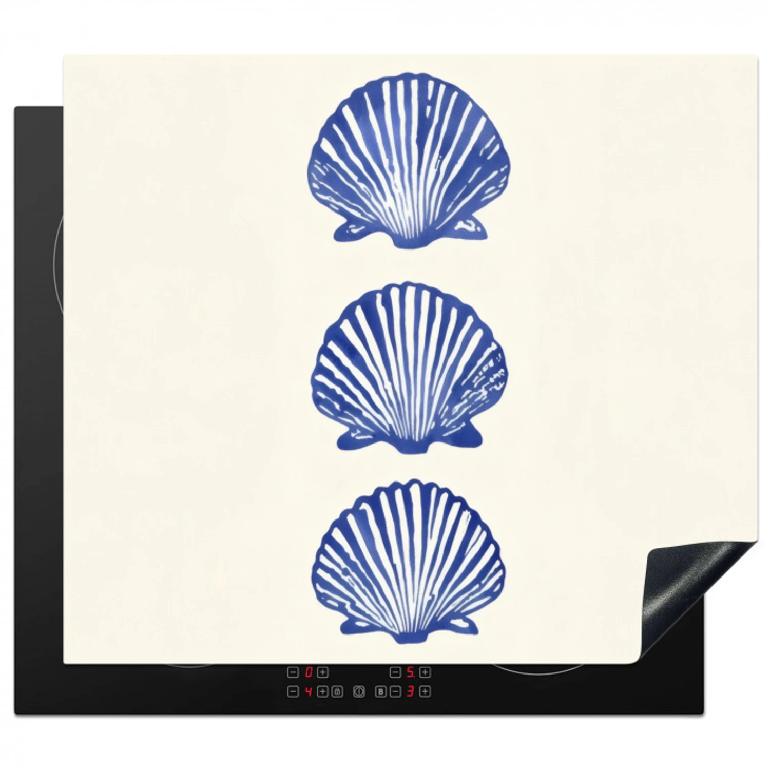 Schelpen - Blauw - Patroon Inductie beschermer vinyl 3mm middel -3d