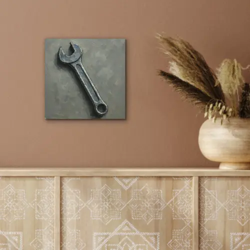Steeksleutel - Schilderij - Gereedschap - Verf aluminium wit klein -sfeer4