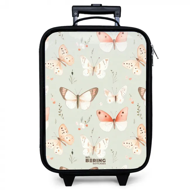 Vlinder patroon in zachte oranje en rode tinten Kinderkoffer - Zwart klein -zzz_website3d